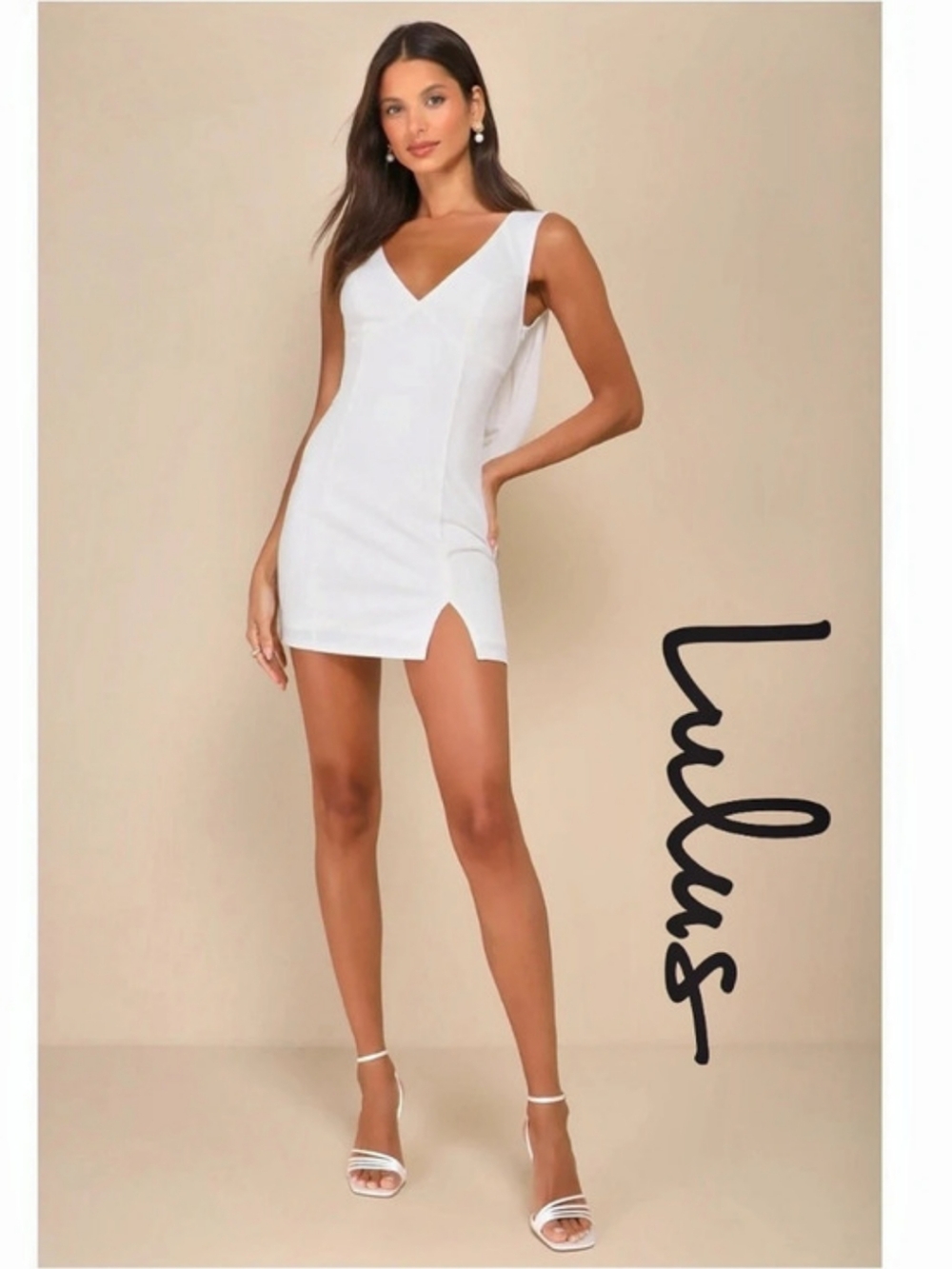 Lulus Perfection Bound White Sleeveless Cowl Back Mini Dress